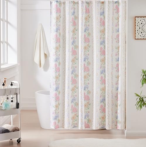 Ralxion Floral Shower Curtain, Pastel Colorful...
