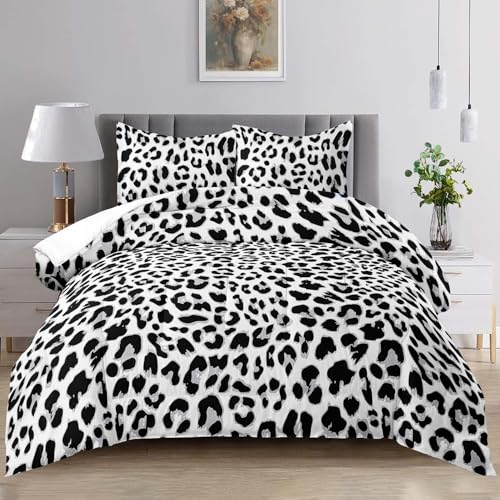 Raphus Cucullatus Leopard Print Comforter Set - Full, Cheetah Bedding, White Comforter, Animal Theme Decor Suitable for Boys & Girls