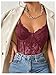 Milumia Women's Sexy Sheer Mesh Lace Bodysuit Spaghetti Strap Bustier Corset Tops Rave Party Club Burgundy Medium