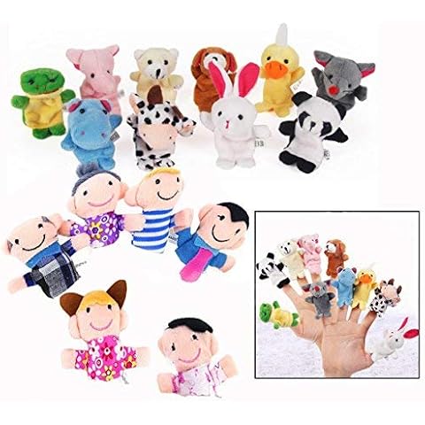 Binnan 16 Pieces Soft Educational Toys Kids Finger Puppets Cartoon Animal Toy For Child Cover