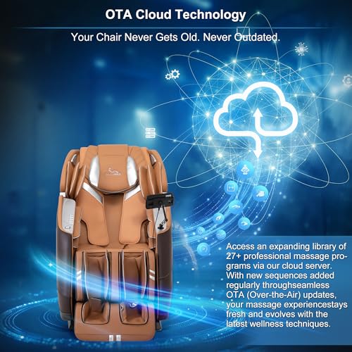 Image of MassaMAX A580 4D Full Body Massage Chair for Big & Tall, OTA Update, Brown | Supports up to 6'10 inch&500 lbs, with 59 inch SL Track, app & voice Control, auto footrest and Z-Gravity; ideal for plus-size users