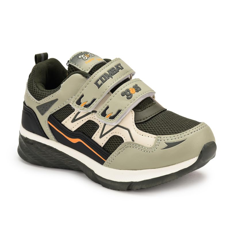 G&D Combat Unisex Kids Shoes | Memory Foam with PVC Moulded Synthetic Upper Breathable, Lightweight | Comfortable & Durable Stylish Indoor & Outdoor | Sneaker Olive