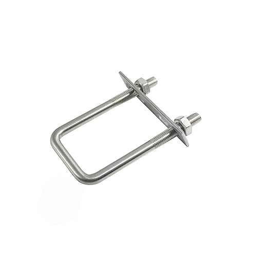 Pernos en U cuadrados de acero inoxidable 304 de 1 "(25 mm) de ancho interior, 3 "(75 mm) de longitud inoxidable M8 con tuercas, placa de marco