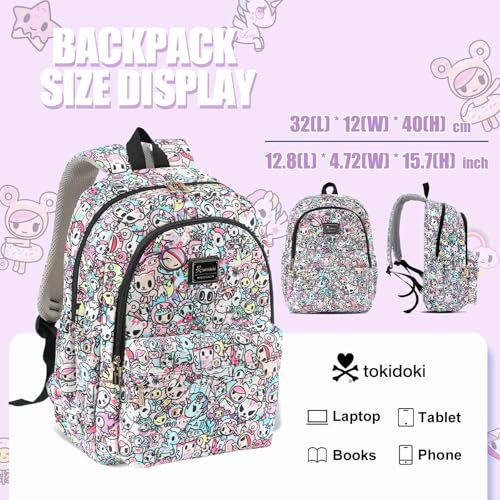 Tokidoki Unicorno Backpack Cute Travel Laptop Backpack for Women Casual Bookbags Lightweight Cloth Canvas Backpack School Bag Daypack Handbag (Colorful)2
