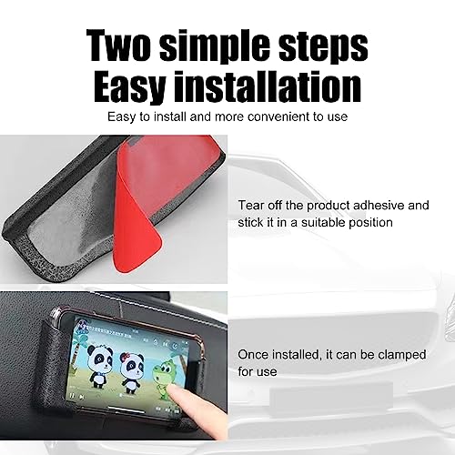 Image of 2 Pack Car Phone Holder, Multifunctional Dashboard Phone Holder, Self-Adhesive, Adjustable Width (Black)