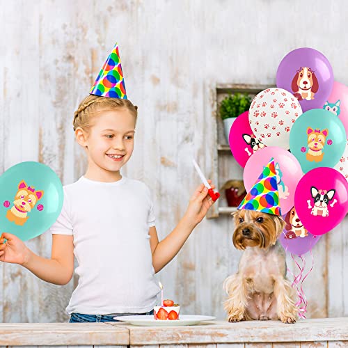 Feelwarm 50Pcs Puppy Latex Balloons With Ribbon 12Inch Cartoon Dog Beagle Bulldog Husky Schnauzer Paw Print Balloons Lets Pawty Animals Theme Baby Shower Birthday Party Decorations Supplies For Kids #TOP6