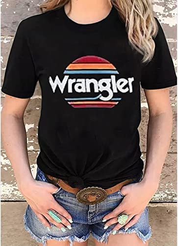Western Cowboy Sunset T-Shirt Women Country Music Shirt Funny Western Cowboy Sunset Vintage Graphic Tees Travel Top(Xl, Gray) #TOP5