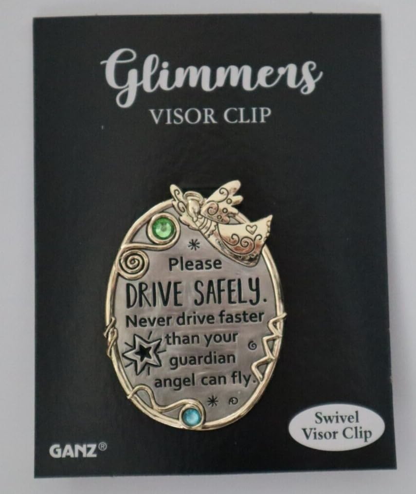 Please Drive Safely Never Drive Faster Than Your Guardian Angel Can Fly Car Charm Sun Visor Clip Religious Gifts for Christians or Catholics, Charms for Travel Protection | Festive Bag & White Box