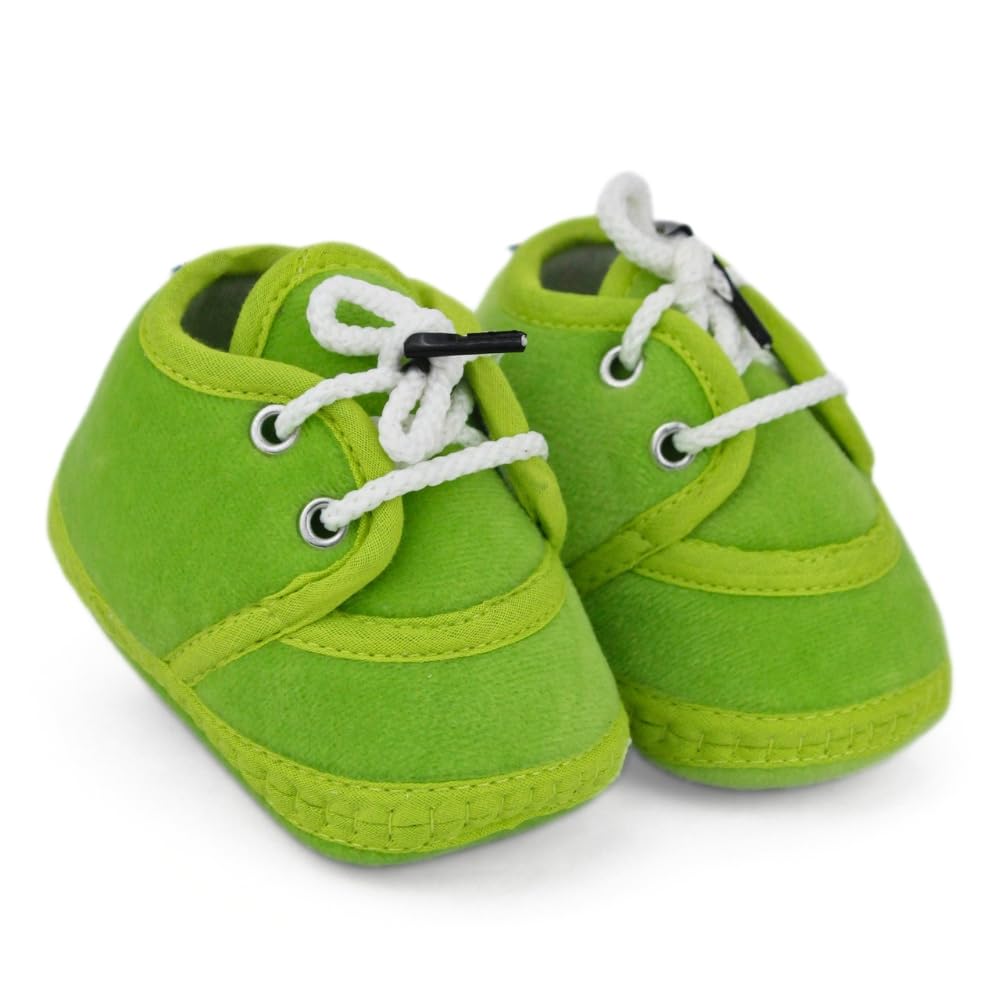 0 to 6 Month Baby Boys & Baby Girls Newborn Cotton Green Lace Baby Booties-BTB5435-image-0