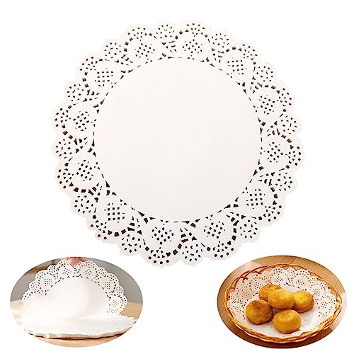 SIPRKAICT Blondas de papel redondas blancas de 10 pulgadas, blondas de encaje desechables para pasteles, postres, manteles individuales, paquete de 100