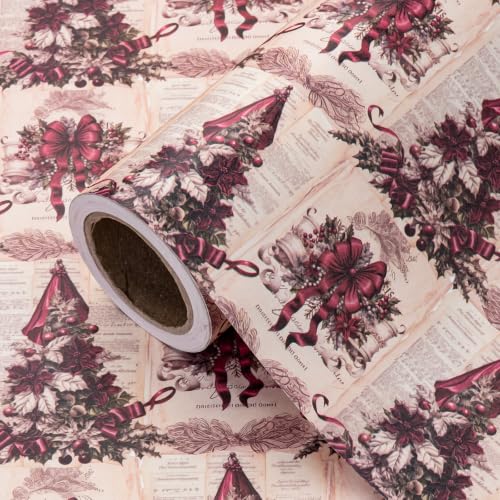 Victorian Newspaper Christmas Wrapping Paper - Mini Roll - 17 Inch x 16.5 Feet - image 2