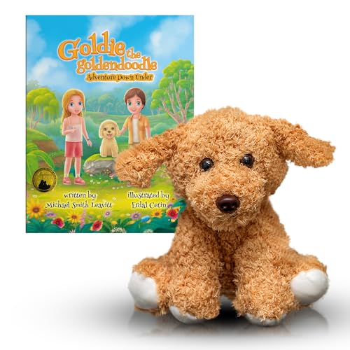 Image of LAHEY LANE Goldie The Goldendoodle Stuffed Animal and Award Winning Children's Storybook, New Sturdy Cover Storybook with Ultra Soft Golden Retriever Stuffed Animal with Storybook Set (Ages 3-8)