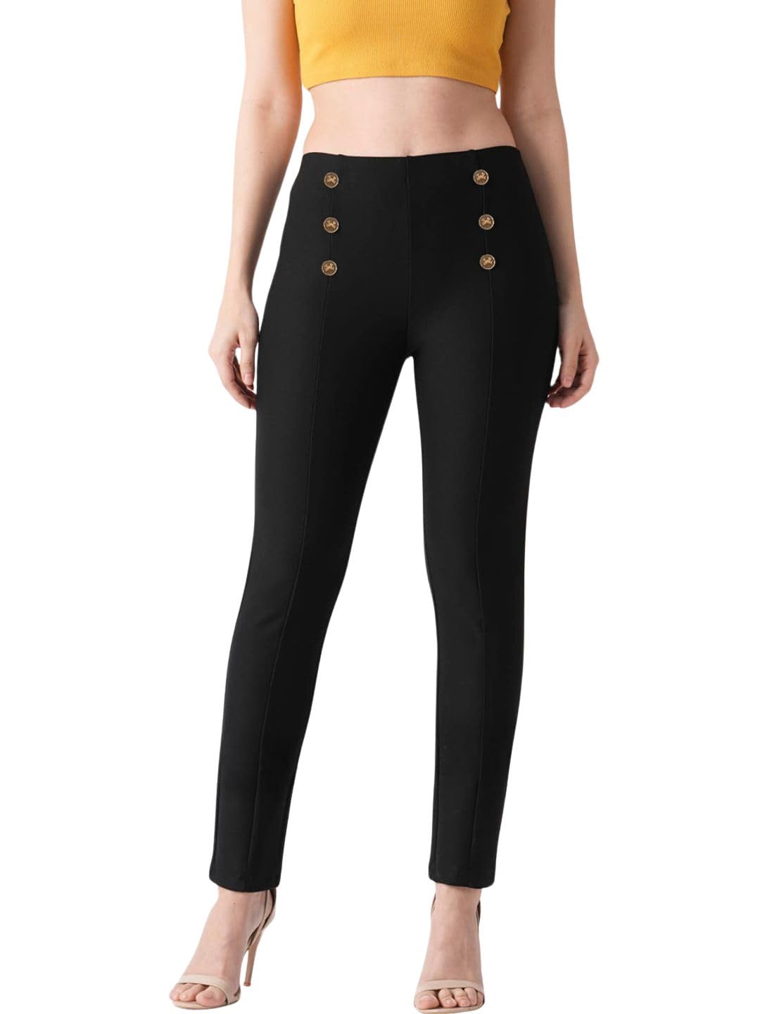 globus Women Strachable Mid Rise Skinny Fit Workwear Treggings-picture-36