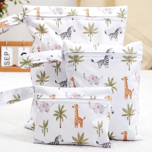 Image of Happy Flute 3 Set Wet Bag Storage Bag Zipper Waterproof Washable Travel Bags, Beach, Pool, Gym Bag for Cloth Diaper, Swimsuits & Wet Clothes(EF643)