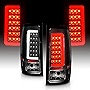 AmeriLite for 2007-2013 GMC Sierra 1500 2500HD 3500HD C-Type LED Tube Black Replacement Taillights Assembly Pair - Passenger and Driver Side