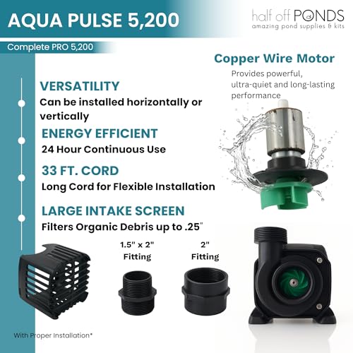 HALF OFF PONDS Complete PRO 5,200 GPH Submersible Pump Pond Kit 20' x 30' EPDM Rubber Pond Liner, Waterfall Filter, Skimmer, Lighting & Plumbing Koi Pond Kit, Backyard Water Garden - Thumbnail 3