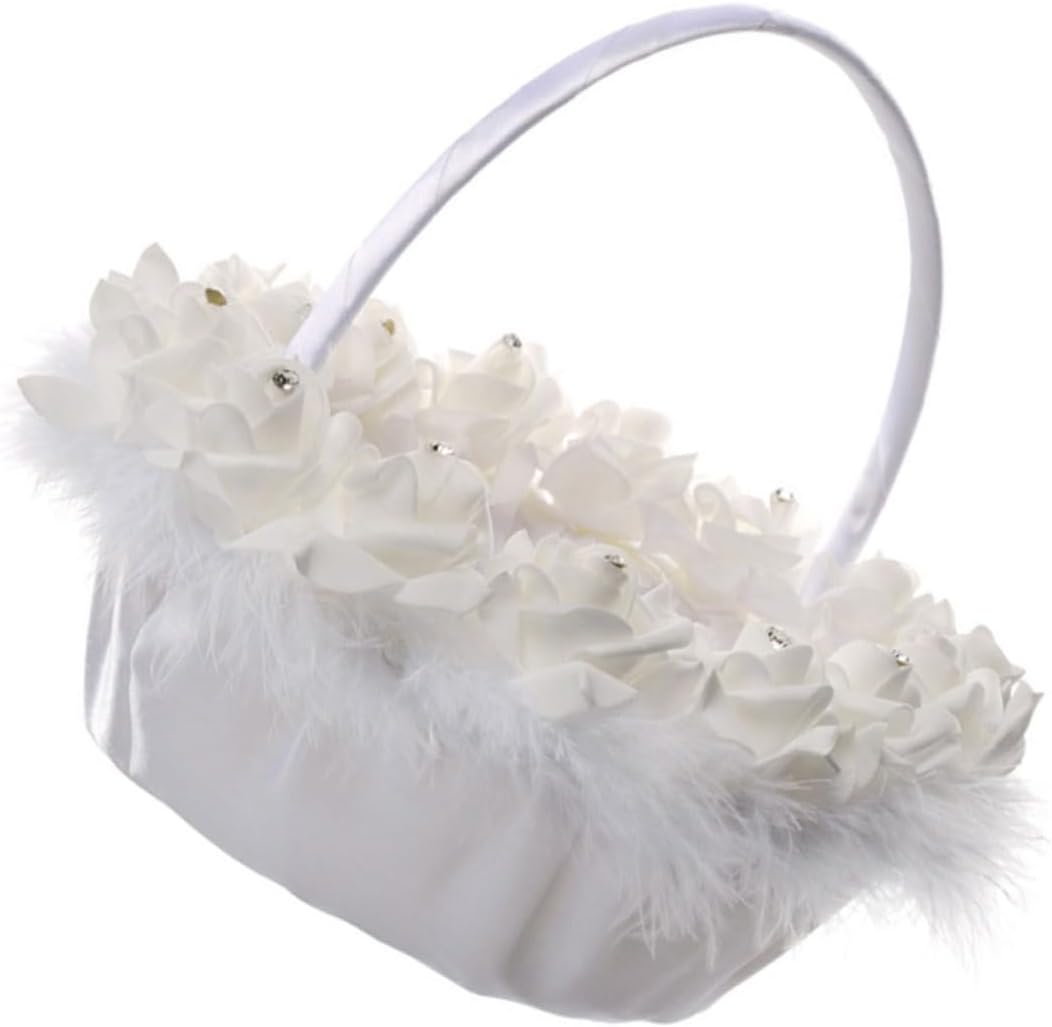 Wedding Flower Basket Handheld White Basket for Bride Ceremony Supplies for Wedding Events and Party Decor