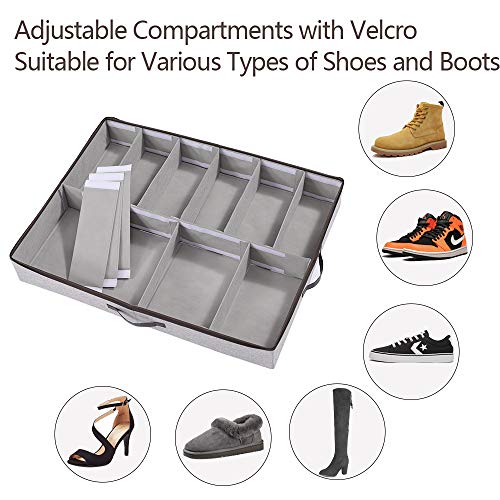 HOONEX-Under-Bed-Shoe-Storage-Organizer-with-Adjustable-Dividers-Shoe-Holder-with-Leather-Handles-2-Pack-Store-24-Pairs-Grey