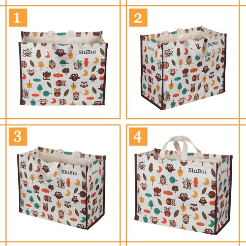 Image of SHIBUI Big Heavy Duty Large Eco Waterproof Cotton Canvas Cloth Grocery Shopping Bag for Men Ladies Vegetable Milk Fruits with Hand Carry Handle Lunch Box Jhola Tote Bags (3, Multi-Color)