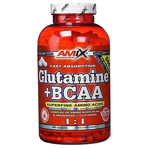 AMIX - Bcaa Glutamina - 360 Cápsulas - Complemento Alimenticio de Bcaa en Cápsulas - Reduce el Catabolismo Muscular - Ideal para Deportistas - Sabor Frutas del Bosque - Aminoácidos Ramificados