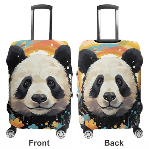 Rainbow Cartoon Panda Luggage Cover Protector - Travel Suitcase Sleeve with Dual-Sided Prints, Universal Fit 18-32 Inch, Washable Anti-Scratch Travel Baggage Cover XL3