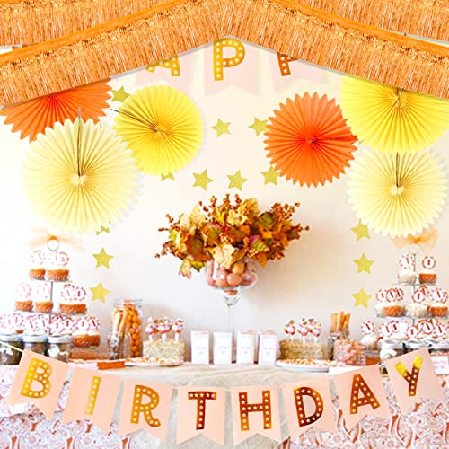 Image of 6 Pack 10 Feet Foil Fringe Garland Metallic Tinsel Streamers Banner Wall Hanging Curtain Backdrop Banner for Parade Floats, Valentine's Day, Wedding, Birthday, Mardi Gras Party Decorations(Orange)