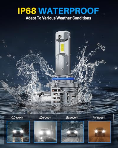 Image of AUTOONE 9006 HB4 LED Light Bulbs, 60000LM 1200% Ultra Bright, 6500K Cool White Real 1:1 Mini Halogen Size, Plug and Play with Cooling Fan, CANBUS Ready, Pack of 2