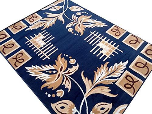 Image of Fine Wool Rectangular Carpet for Living Room, Bedroom and Hall (Color BLUE /4S Size 6 x 8 feet)