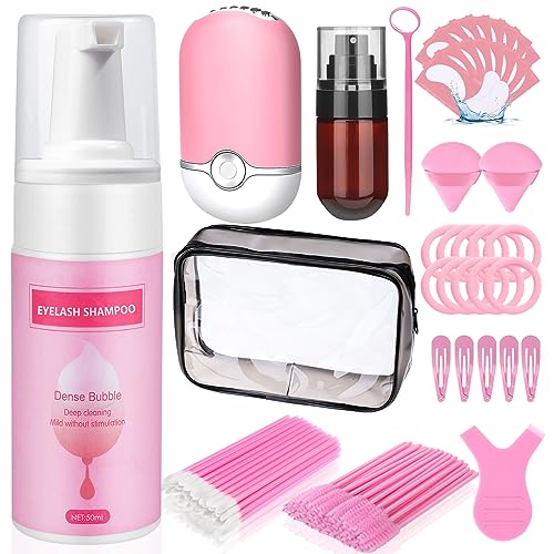 Lash Shampoo for Lash Extensions with Makeup bag, Gentle Mousse