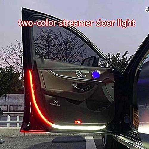 Image of AUTO SNAP 2 Pieces Car Door Opening Warning Lights 144 LED Strobe Flashing Anti Rear-end Collision Safety Lamps Welcome Flash Light (RED & ICE Blue, Pack of 2)