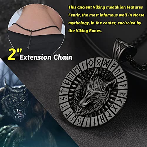 FaithHeart Norse Viking Wolf Pendant Necklace for Men/Women, Stainless Steel/18K Gold Plated Nordic Vikings Stuff Jewelry with Gift Packaging3