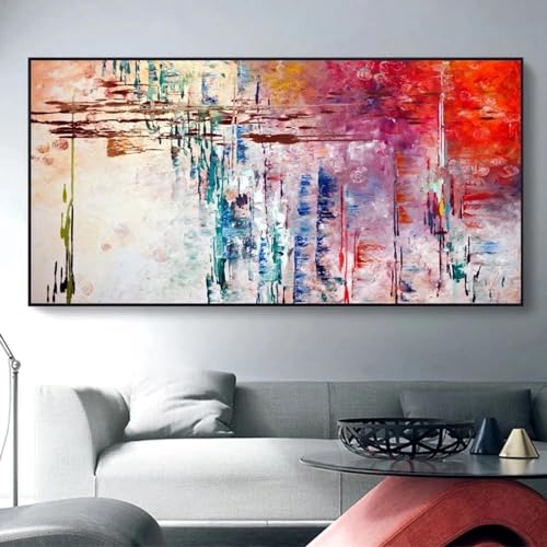 Tableau peinture graffiti coloré 40x80 cm avec cadre interne bois