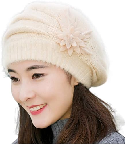 Sombreros de boina para hombres y mujeres sombrero de ganchillo de punto de flores para invierno gorro cálido boina sombreros de invierno para