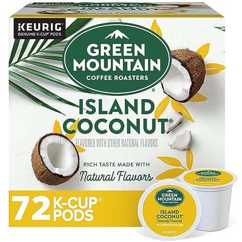 Image of Green Mountain Coffee Roasters Island Coconut, Keurig Single-Serve K-Cup Pod, Flavored Light Roast Coffee Pods, 72 Count