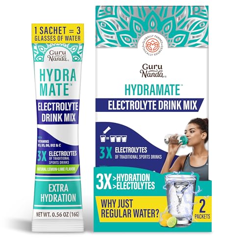 GuruNanda Hydramate Hydration Support Drink Mix - Electrolyte Powder Packets for Dehydration,...