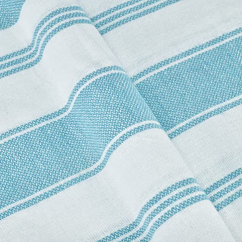 GLAMBURG Peshtemal Turkish Towel Cotton Oversized Beach Towels 36x71 Set of 6 for Adults, Soft Durable Absorbent Extra Large Bath Sheet Hammam - Aqua Blue