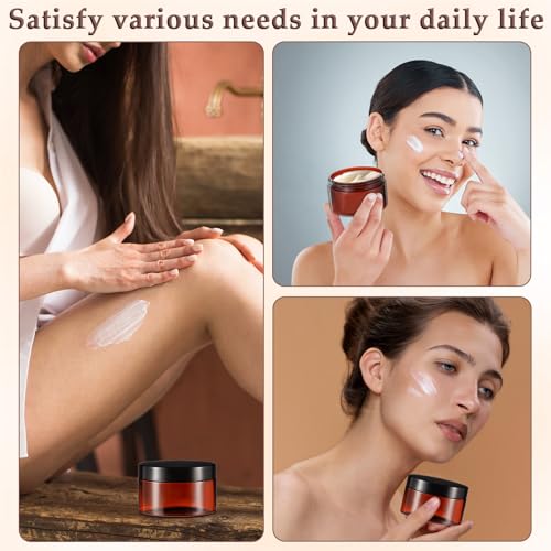 24pcs Amber Plastic Container Jars 8 oz Plastic Lotion Jar Empty Cosmetic Jar with Lids Leak Proof Sample Containers Refillable Storage Travel for Body Butter Creams Lotion Gel Powder Lip Balm4