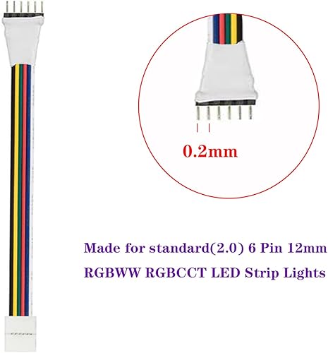 Miniatura 2 de Conectores de tira LED, 6 pines 0.472 in, 8 piezas impermeables, 2 cables de extensión, 10 conectores sin huecos
