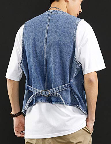 Dsdz Men's Cool Western Cowboy Button Down Vintage Wash Denim Vest Jacket Us M Tag L #TOP1