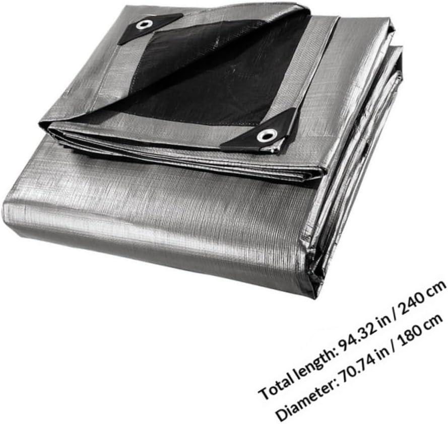 Heavy Duty Waterproof Tarpaulin Tarp 1.8x2.4m Pe Rain Proof Canopy Outdoor Sun Protection Cover with Dual-Color Waterproof Woven Fabric for Camping Garden