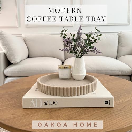 OAKOA Decorative Tray for Decor - Coffee Table Tray for Living Room - Round Tray for Home Decor - Coffee Table Decor Centerpiece - Modern Minimalist Centerpiece