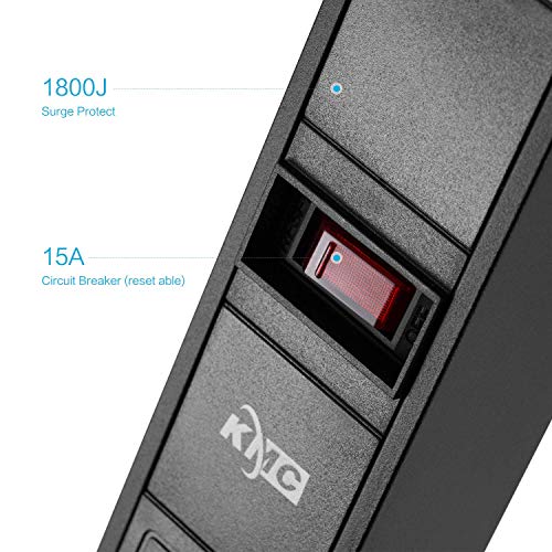 KMC extensión eléctrica metálica con 8 tomas y protección contra sobrecargas, cable de 6 pies, 125V/15A, color negro miniatura 2