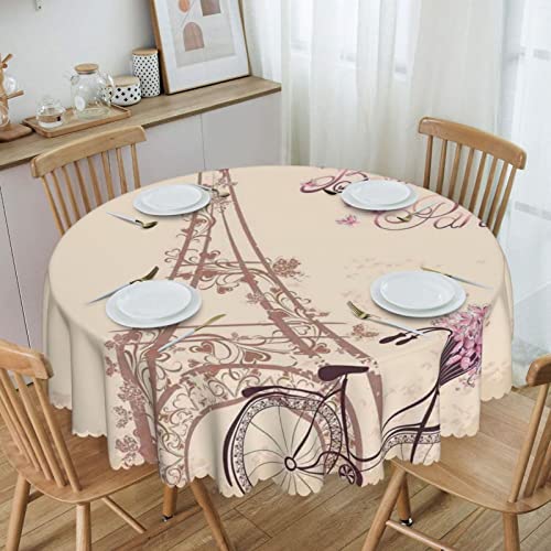 Nappe ronde Tour Eiffel imperméable pour table de cuisine