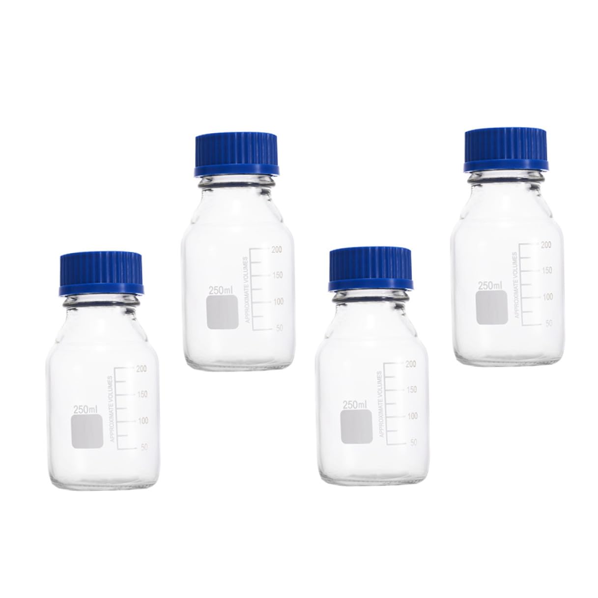 GARVALON Flacons de Laboratoire Lot de 4 250ml en Verre avec Couvercles