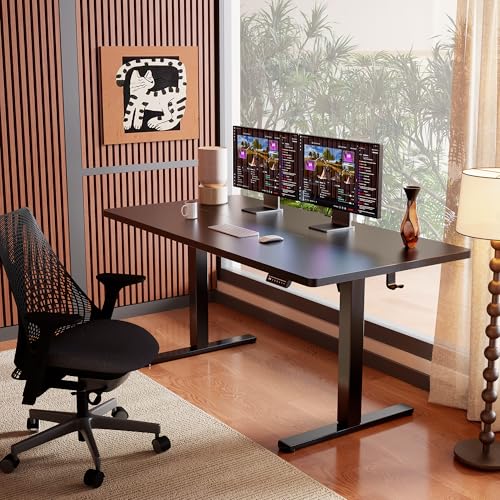 Image of ErGear 55 x 28 Inches Height Adjustable Electric Standing Desk, Sit Stand up Desk, Memory Computer Home Office Desk, Black