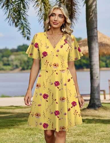 Image of Zeagoo Womens Summer Dresses Wrap V Neck Dress Floral A-Line Ruffle Sleeve Casual Sundress with Pockets 2026
