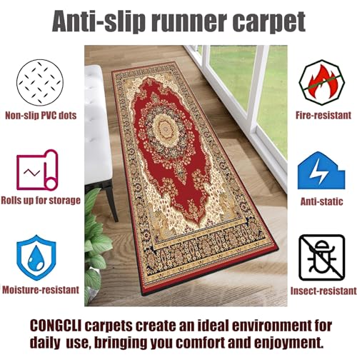 Alfombra corredor vintage de 86 x 140 cm lavable y antideslizante para pasillo 8