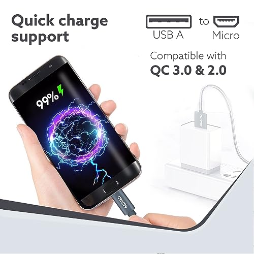 Image of AGARO Micro Usb Charging & Data Tough Nylon Braided Cable For Android Smartphones 1.0 Meters, Grey, 1M