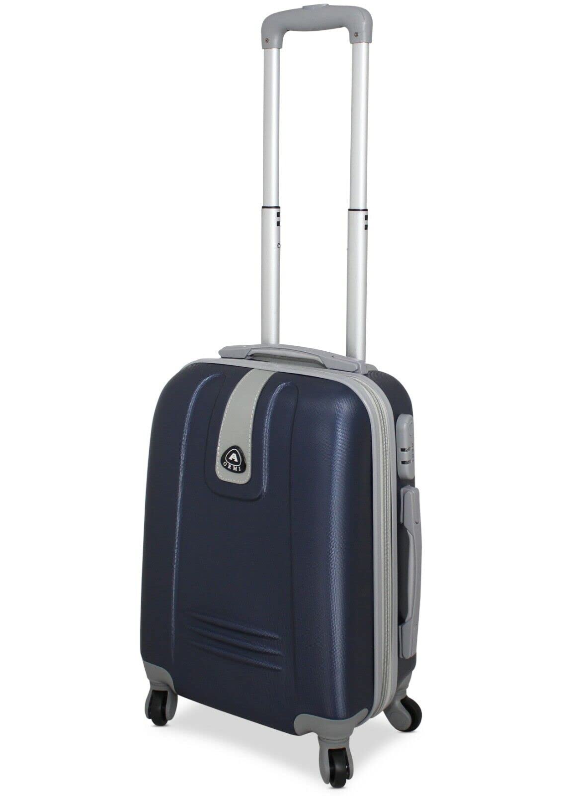Trolley ORMI Bagaglio a Mano IDONEO RYANAIR 55x40x20 Cm. Leggero Rigido in Abs, Valigia fino a 45 Litri 10 KG con 4 Ruote (52cm, Blu)