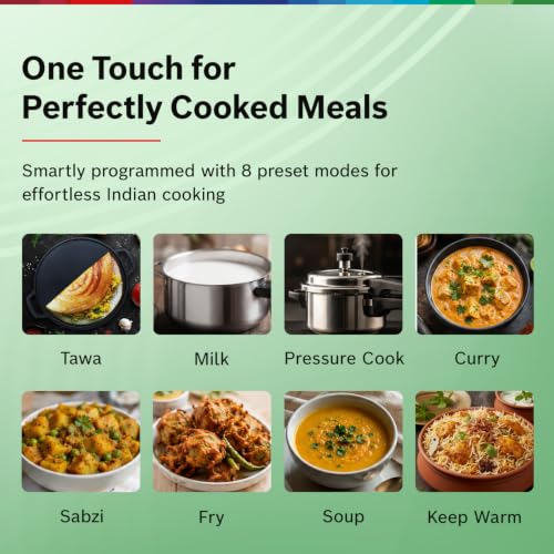 Image of Bosch TrueSafe Indi 2100W Ultra-Sleek Induction Cooktop | Feather Touch Control Panel | Superior 6KV Surge Protection | 8 Preset Menus & Timer | 3 Year Coil Warranty | Child Safety Lock | (PI815S11EI)
